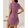 imageEkouaer Nightgowns for Women 2 Pack Button Down Sleepwear Short Sleeve Sleepshirts Soft Nightshirts Boyfriend Pajama DressBlackPurple Red