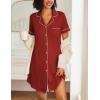 imageEkouaer Nightgowns for Women 2 Pack Button Down Sleepwear Short Sleeve Sleepshirts Soft Nightshirts Boyfriend Pajama DressBlackWine Red