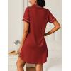 imageEkouaer Nightgowns for Women 2 Pack Button Down Sleepwear Short Sleeve Sleepshirts Soft Nightshirts Boyfriend Pajama DressBlackWine Red