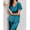 imageEkouaer Silk Pajamas Satin 2 Piece Short Sleeve Top and Long Pants Pj Sets Silky Sleepwear Loungewear for WomenBlue Green