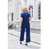 imageEkouaer Silk Pajamas Satin 2 Piece Short Sleeve Top and Long Pants Pj Sets Silky Sleepwear Loungewear for WomenNavy Blue