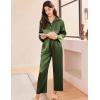 imageEkouaer Silk Pajamas for Women Satin Pajama Sets Button Down Lounge Sets Silky Pajama Long Pants Sleepwear with PocketsArmy Green