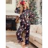 imageEkouaer Silk Pajamas for Women Satin Pajama Sets Button Down Lounge Sets Silky Pajama Long Pants Sleepwear with PocketsChristmas Black