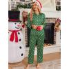 imageEkouaer Silk Pajamas for Women Satin Pajama Sets Button Down Lounge Sets Silky Pajama Long Pants Sleepwear with PocketsChristmas Green