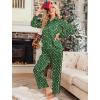 imageEkouaer Silk Pajamas for Women Satin Pajama Sets Button Down Lounge Sets Silky Pajama Long Pants Sleepwear with PocketsChristmas Green