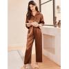 imageEkouaer Silk Pajamas for Women Satin Pajama Sets Button Down Lounge Sets Silky Pajama Long Pants Sleepwear with PocketsLight Brown