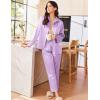 imageEkouaer Silk Pajamas for Women Satin Pajama Sets Button Down Lounge Sets Silky Pajama Long Pants Sleepwear with PocketsLight Purple