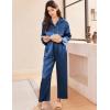 imageEkouaer Silk Pajamas for Women Satin Pajama Sets Button Down Lounge Sets Silky Pajama Long Pants Sleepwear with PocketsNavy Blue