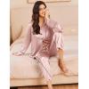 imageEkouaer Silk Pajamas for Women Satin Pajama Sets Button Down Lounge Sets Silky Pajama Long Pants Sleepwear with PocketsPink