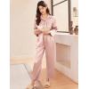 imageEkouaer Silk Pajamas for Women Satin Pajama Sets Button Down Lounge Sets Silky Pajama Long Pants Sleepwear with PocketsPink