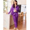 imageEkouaer Silk Pajamas for Women Satin Pajama Sets Button Down Lounge Sets Silky Pajama Long Pants Sleepwear with PocketsPurple