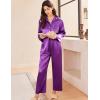 imageEkouaer Silk Pajamas for Women Satin Pajama Sets Button Down Lounge Sets Silky Pajama Long Pants Sleepwear with PocketsPurple