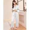 imageEkouaer Silk Pajamas for Women Satin Pajama Sets Button Down Lounge Sets Silky Pajama Long Pants Sleepwear with PocketsWhite