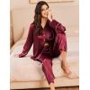 imageEkouaer Silk Pajamas for Women Satin Pajama Sets Button Down Lounge Sets Silky Pajama Long Pants Sleepwear with PocketsWine Red