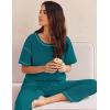 imageEkouaer Women Waffle Knit Lounge Sets Short Sleeve Top and Long Pant Pajama Set Loungewear 2 Piece Pjs Set with PocketsBlue Green