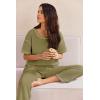 imageEkouaer Women Waffle Knit Lounge Sets Short Sleeve Top and Long Pant Pajama Set Loungewear 2 Piece Pjs Set with PocketsGreen