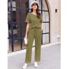 imageEkouaer Women Waffle Knit Lounge Sets Short Sleeve Top and Long Pant Pajama Set Loungewear 2 Piece Pjs Set with PocketsGreen