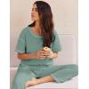 imageEkouaer Women Waffle Knit Lounge Sets Short Sleeve Top and Long Pant Pajama Set Loungewear 2 Piece Pjs Set with PocketsLight Green