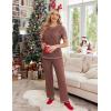 imageEkouaer Women Waffle Knit Lounge Sets Short Sleeve Top and Long Pant Pajama Set Loungewear 2 Piece Pjs Set with PocketsRed