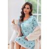 imageEkouaer Womens Long Sleeve Nightgowns V Neck Sleepshirts Lace Nightshirts Casual Tshirt Sleep Dress with PocketStar Print