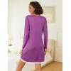 imageEkouaer Womens Long Sleeve Nightgowns V Neck Sleepshirts Lace Nightshirts Casual Tshirt Sleep Dress with PocketWineberry