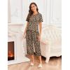 imageEkouaer Womens Pajamas Set Short Sleeve Sleepwear 2 Piece Round Neck Top Capri Pants Lounge Wear with PocketsLeopard