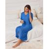 imageEkouaer Zip Up Robe for Women Long Housecoat Waffle Knit Bathrobes Cozy Full Length Nightgown with Pockets S4XLBlue