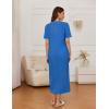 imageEkouaer Zip Up Robe for Women Long Housecoat Waffle Knit Bathrobes Cozy Full Length Nightgown with Pockets S4XLBlue