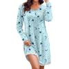 imageEkouaer Womens Long Sleeve Nightgowns V Neck Sleepshirts Lace Nightshirts Casual Tshirt Sleep Dress with PocketStar Print