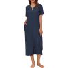 imageEkouaer Zip Up Robe for Women Long Housecoat Waffle Knit Bathrobes Cozy Full Length Nightgown with Pockets S4XLNavy Blue