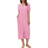 imageEkouaer Zip Up Robe for Women Long Housecoat Waffle Knit Bathrobes Cozy Full Length Nightgown with Pockets S4XLPink