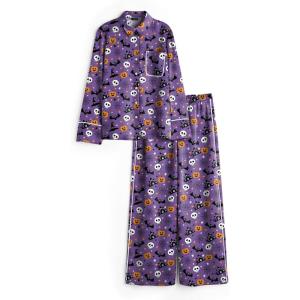 imageEkouaer Silk Pajamas for Women Satin Pajama Sets Button Down Lounge Sets Silky Pajama Long Pants Sleepwear with PocketsPurple Halloween