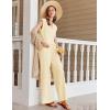 imageEkouaer Lounge Sets for Women 2 Piece Outfits Knit Cap Sleeve PJ Tops Long Pajama Pants Casual Sweater SetBeige