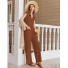 imageEkouaer Lounge Sets for Women 2 Piece Outfits Knit Cap Sleeve PJ Tops Long Pajama Pants Casual Sweater SetBrown