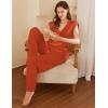 imageEkouaer Lounge Sets for Women 2 Piece Outfits Knit Cap Sleeve PJ Tops Long Pajama Pants Casual Sweater SetCaramel