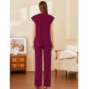 imageEkouaer Lounge Sets for Women 2 Piece Outfits Knit Cap Sleeve PJ Tops Long Pajama Pants Casual Sweater SetDark Red