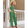 imageEkouaer Lounge Sets for Women 2 Piece Outfits Knit Cap Sleeve PJ Tops Long Pajama Pants Casual Sweater SetGreen