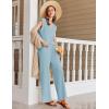 imageEkouaer Lounge Sets for Women 2 Piece Outfits Knit Cap Sleeve PJ Tops Long Pajama Pants Casual Sweater SetLight Blue