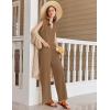 imageEkouaer Lounge Sets for Women 2 Piece Outfits Knit Cap Sleeve PJ Tops Long Pajama Pants Casual Sweater SetLight Brown