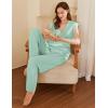 imageEkouaer Lounge Sets for Women 2 Piece Outfits Knit Cap Sleeve PJ Tops Long Pajama Pants Casual Sweater SetLight Green