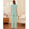 imageEkouaer Lounge Sets for Women 2 Piece Outfits Knit Cap Sleeve PJ Tops Long Pajama Pants Casual Sweater SetLight Green