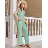 imageEkouaer Lounge Sets for Women 2 Piece Outfits Knit Cap Sleeve PJ Tops Long Pajama Pants Casual Sweater SetLight Green