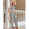 imageEkouaer Lounge Sets for Women 2 Piece Outfits Knit Cap Sleeve PJ Tops Long Pajama Pants Casual Sweater SetLight Grey