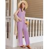 imageEkouaer Lounge Sets for Women 2 Piece Outfits Knit Cap Sleeve PJ Tops Long Pajama Pants Casual Sweater SetLilac