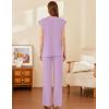 imageEkouaer Lounge Sets for Women 2 Piece Outfits Knit Cap Sleeve PJ Tops Long Pajama Pants Casual Sweater SetLilac