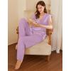 imageEkouaer Lounge Sets for Women 2 Piece Outfits Knit Cap Sleeve PJ Tops Long Pajama Pants Casual Sweater SetLilac