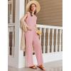 imageEkouaer Lounge Sets for Women 2 Piece Outfits Knit Cap Sleeve PJ Tops Long Pajama Pants Casual Sweater SetPink