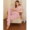 imageEkouaer Lounge Sets for Women 2 Piece Outfits Knit Cap Sleeve PJ Tops Long Pajama Pants Casual Sweater SetPink