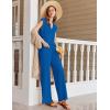 imageEkouaer Lounge Sets for Women 2 Piece Outfits Knit Cap Sleeve PJ Tops Long Pajama Pants Casual Sweater SetSky Blue