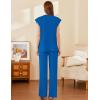 imageEkouaer Lounge Sets for Women 2 Piece Outfits Knit Cap Sleeve PJ Tops Long Pajama Pants Casual Sweater SetSky Blue